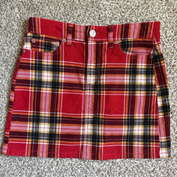 American Eagle Outfitters Red and Black Mini Skirt Plaid Casual Preppy 2 - Picture 1 of 6